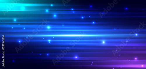 Futuristic horizontal geometric lines blue background.