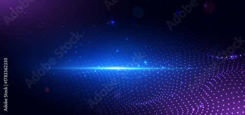 Technology futuristic digital dot glowing network connection dotted glowing on dark background.