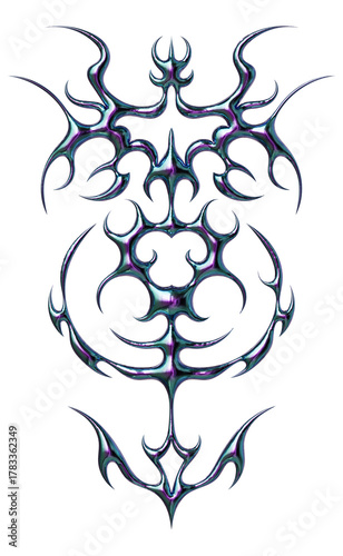 3d render of Cybersigilism ornamental gothic sigil patterns with neo tribal lines and cyber aesthetic