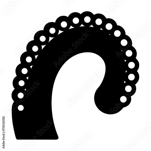 Simple vector graphic of an octopus tentacle with suction cups illustration