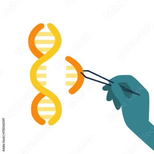 hand in medical glove picking up DNA cut