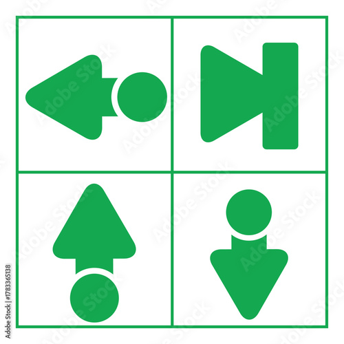 Green Directional Arrows and Controls Sign for Interface Navigation Design