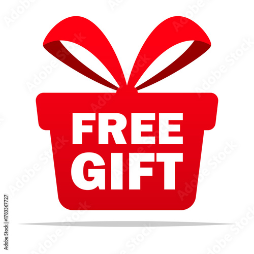 Cute red free gift icon sign vector isolated illustration