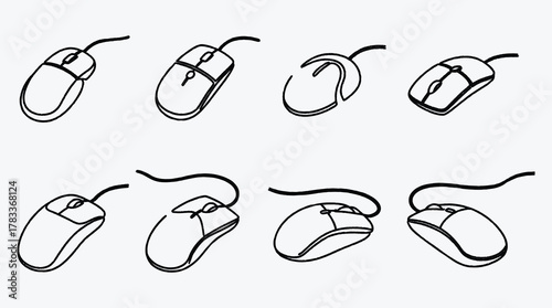 Computer mouse outlines collection in different styles vector illustration