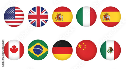 Free Download Collection of oval shaped national flags representing various countries isolated on white background - GFXLoad