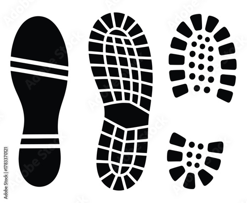 Shoe Print Soles Vector Set | Footprint Tread Mark Collection | Boot Sole Imprint Design