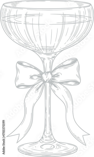 Elegant glass goblet adorned with a delicate ribbon bow