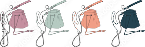 A vibrant collection of elegant drawstring pouches in various appealing colors, showcasing versatile and minimalist designs for stylish organization and accessory storage