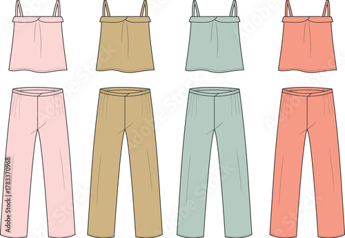 Pajama Set Fashion Illustration Cozy Sleepwear Designs