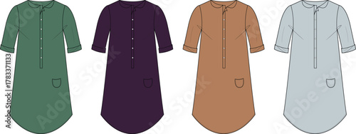 Cozy Comfort Fashionable Nightgowns in Green, Purple, Brown, and Light Blue