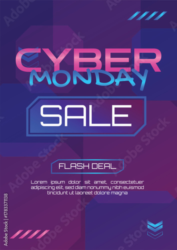 Futuristic Cyber Monday Sale Poster Blue and Purple Gradient Theme