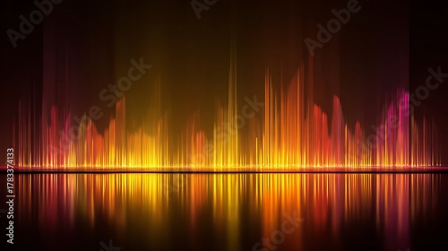 Wallpaper Mural Fiery Sound Wave Visualization with Reflection equalizer abstract Photo Torontodigital.ca