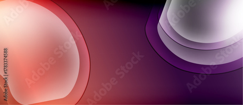 Abstract composition featuring flowing shapes, gradients. Colors range from pinks, purples, whites creating dynamic visual effect. Smooth transitions dominate design.