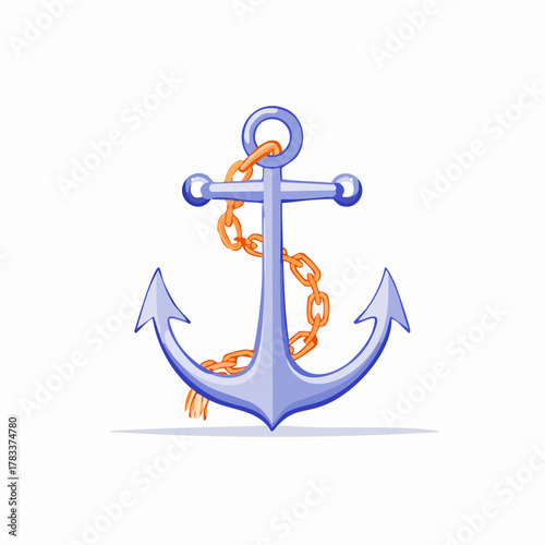 Illustration of a Blue Anchor with Golden Chain.