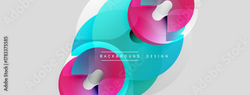 Abstract fluid shapes, vibrant pinks, blues blend. Modern design elements create dynamic visual impact. Light gradients enhance composition.