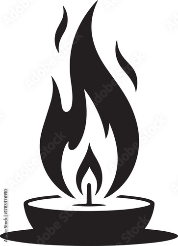 Black Silhouette Of A Candle Flame fire light , flame, fire, light, heat, burning, wax,