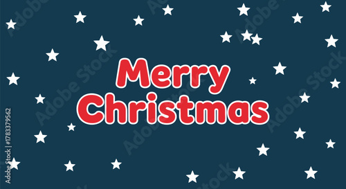 Festive merry christmas text with a starry background for holiday greetings and celebrations