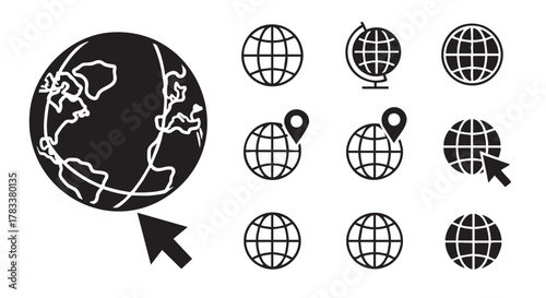 Global connection and communication concept with a world globe and cursor