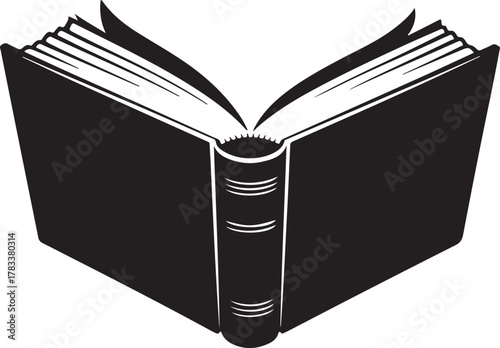 Open Black Silhouette of a Hardcover Book literature , book, open, hardcover, literature, reading