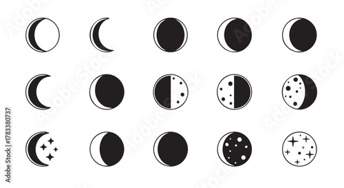 Moon phases simple icon vector illustration astronomy and space concept