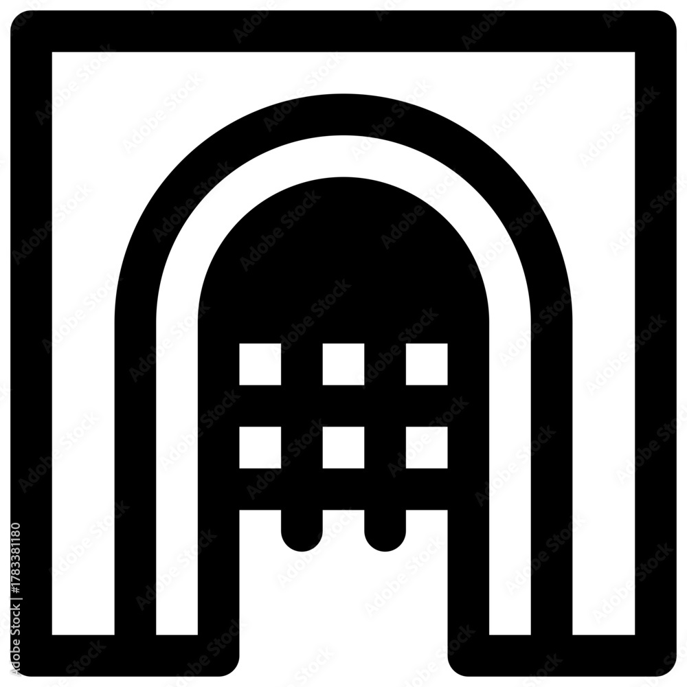 Fototapeta premium Portcullis. Outlined stroke vector icon with black-filled details.
