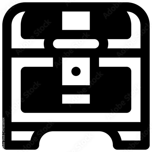 Chest. Outlined stroke vector icon with black-filled details.