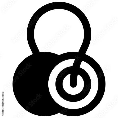 Crotals. Outlined stroke vector icon with black-filled details.