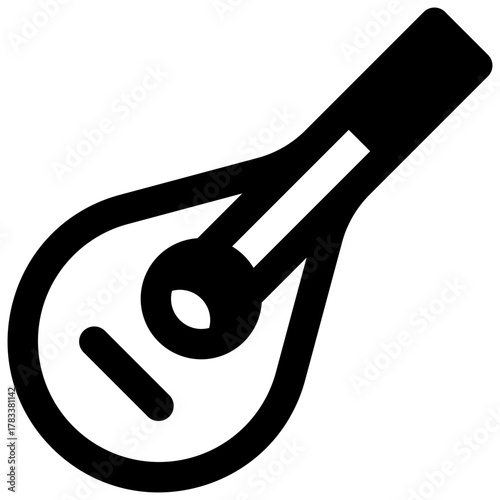 Lute. Outlined stroke vector icon with black-filled details.