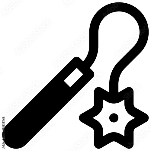 Mace. Outlined stroke vector icon with black-filled details.