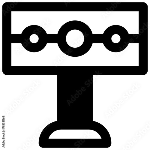 Pillory. Outlined stroke vector icon with black-filled details.