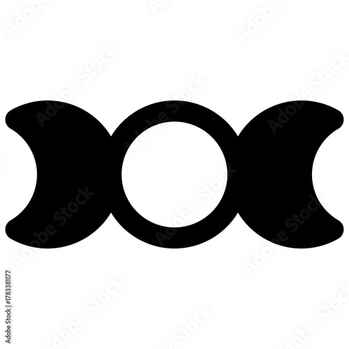 Moon. Outlined stroke vector icon with black-filled details.