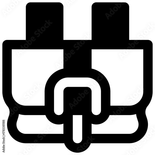 Satchel. Outlined stroke vector icon with black-filled details.