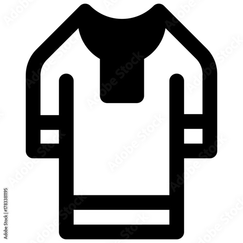 Tunic. Outlined stroke vector icon with black-filled details.