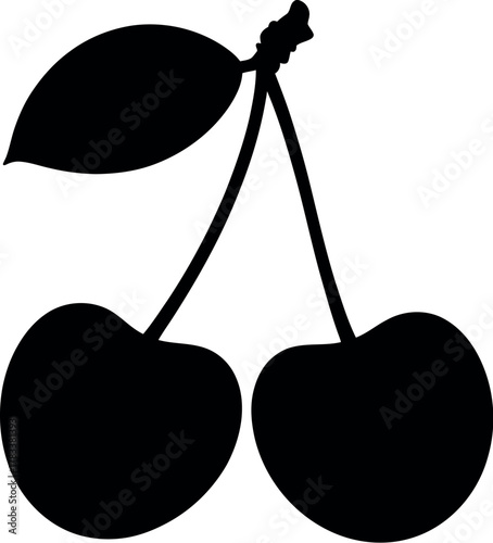 Black cherry pair with leaf fruit silhouette