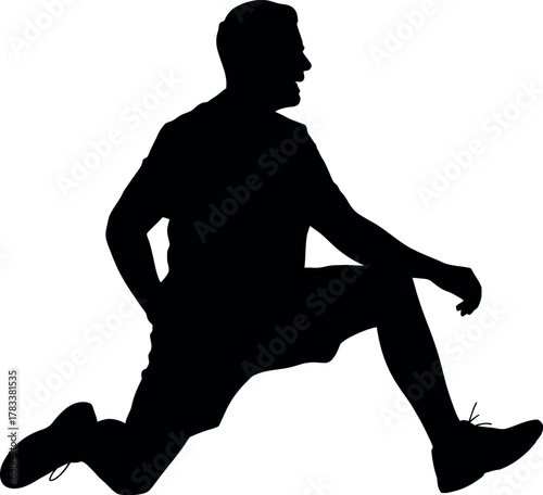 Man stretching black silhouette white