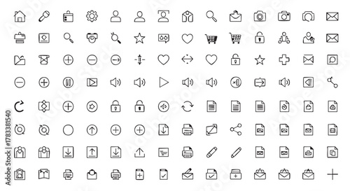 Set of hand drawn interface icons on white background collection