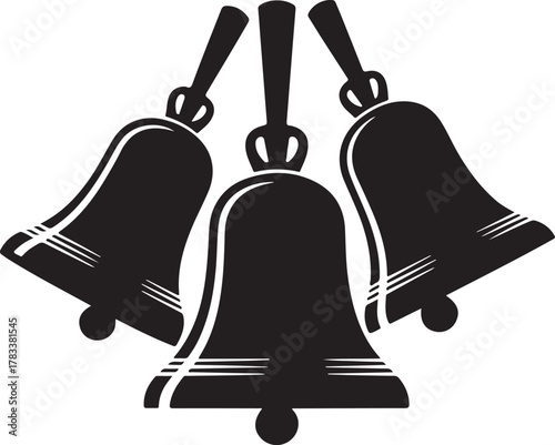 Three Black Silhouette Bells ringing sound , bells, bell, ringing, sound, music