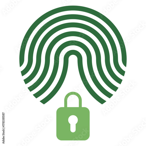 digital security and biometric fingerprint vector icons set for technology and privacy