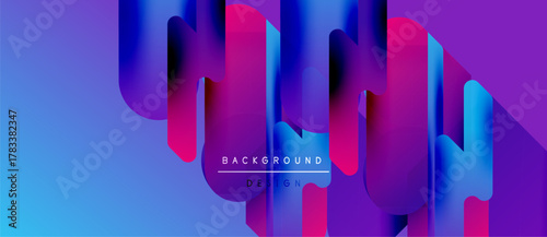 Abstract vibrant design. Flowing shapes, blue, magenta, purple hues create dynamic visual effect. Modern background texture.