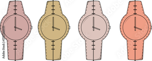 Analog Watch Collection Wristwatches in Pink, Brown, Orange, and Beige for Fashion