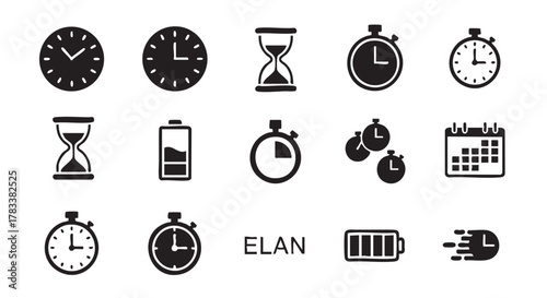 Time management icons collection black simple illustration graphic design