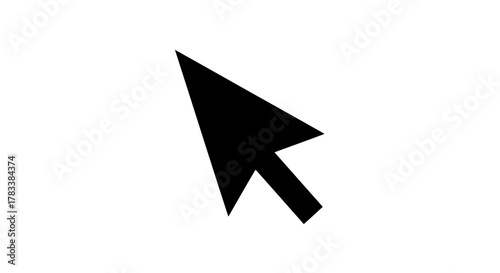 Black cursor icon pointing towards the upper left corner on a white background.