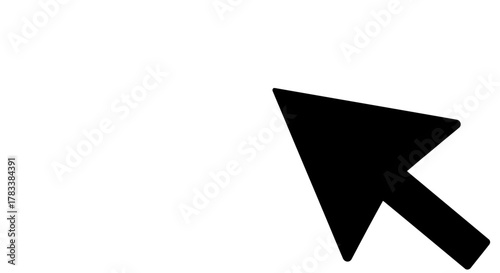 A black computer mouse arrow cursor pointing upwards on a plain white background.