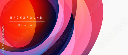 Abstract colorful layers create dynamic background. Smooth gradients blend reds, pinks, blues, purples. Modern design element for projects.