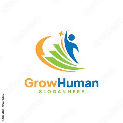 Career step logo template design. Leadership logo. Growth and success concept.