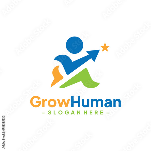 Express Job Logo Template Design. Delivery courier logistic logo. Active healthy people vector illustration