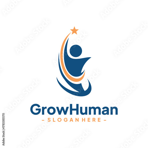 Success people logo template design. Leadership logo concept. Healthy life vector illustration.