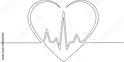 Heart shape with electrocardiogram line inside heartbeat
