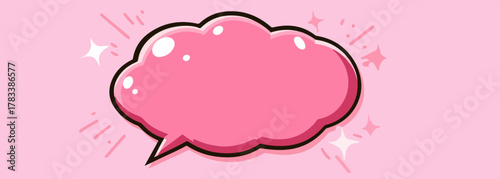 반짝이는 핑크색 말풍선 디자인으로 생각이나 대화를 표현하는 벡터 그래픽입니다.
