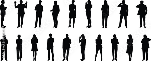 Tableau sur toile Silhouette business people standing, corporate professionals group, teamwork con